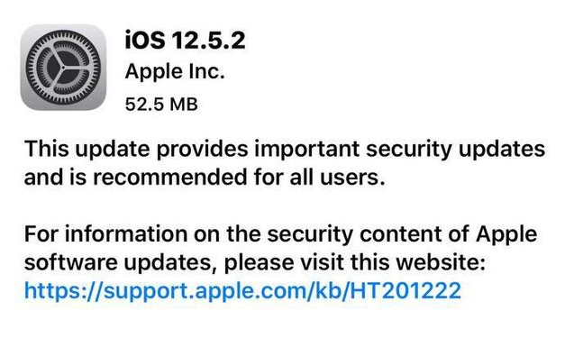 谢家集苹果手机维修分享iOS12.5.2发布，建议所有老苹果用户安装 